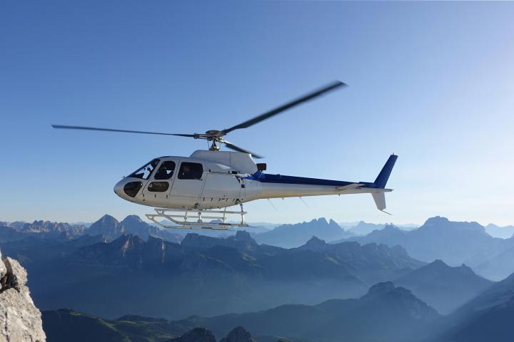 Our helicopters are flying over the Swiss mountains