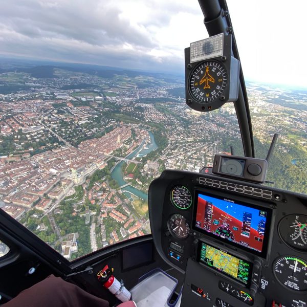 The view on Swiss Capital city out of the helicopter