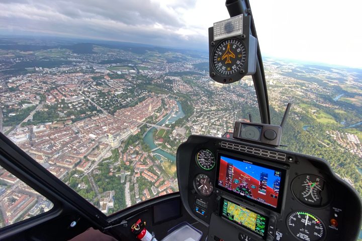 The view on Swiss Capital city out of the helicopter