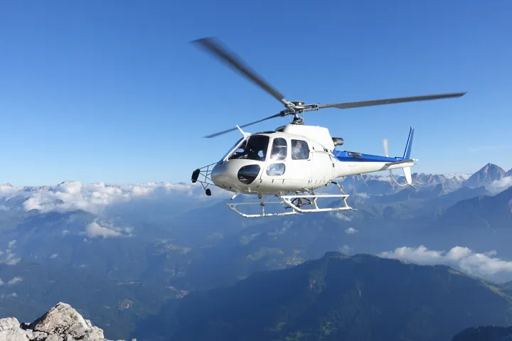 A helicopter scenic flight over the Swiss mountains