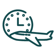 Icon – Duration with plane and watch showing the plane with whach