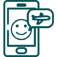 Smiley-Phone-Icon – Fly with FunFlights Icon with an airplane and smiley