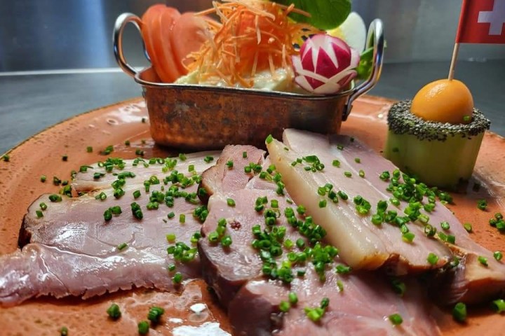 a close up of a plate of food