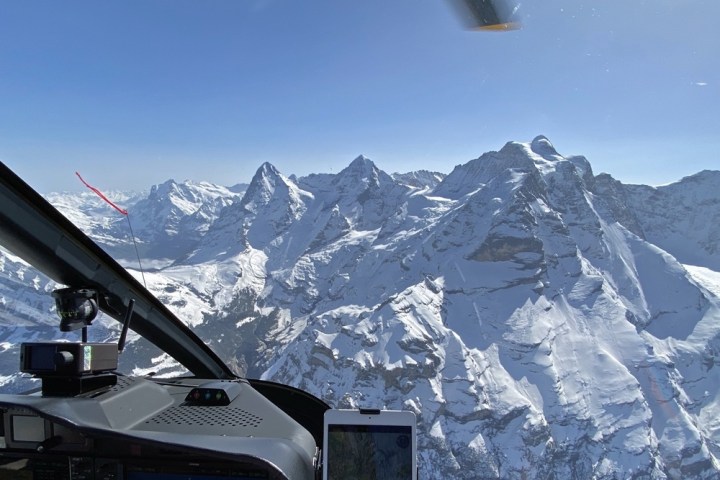 a view of a snow covered mountain